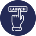 A white button with the word launch on it, perfect for website design.