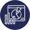 A white graph icon with website design.