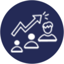 A website design icon featuring a white circle with an upward-pointing arrow.